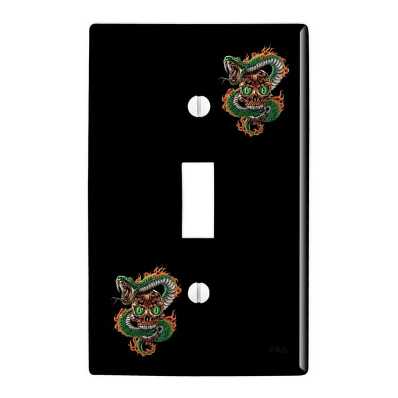 Fire Snake and Skull Biker Motorcycle Flames Racing Plastic Wall Decor Toggle Light Switch Plate Cover