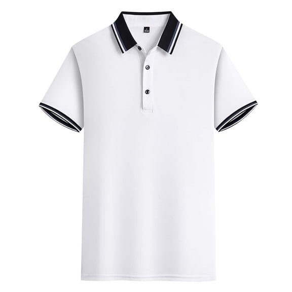FUZHIQ Men's Short Sleeve Polo Shirts Regular Fit Contrast Collar & Solid Color, Breathable Soft Fabric Multi Colors for Summer Business Casual Daily Wear,XL