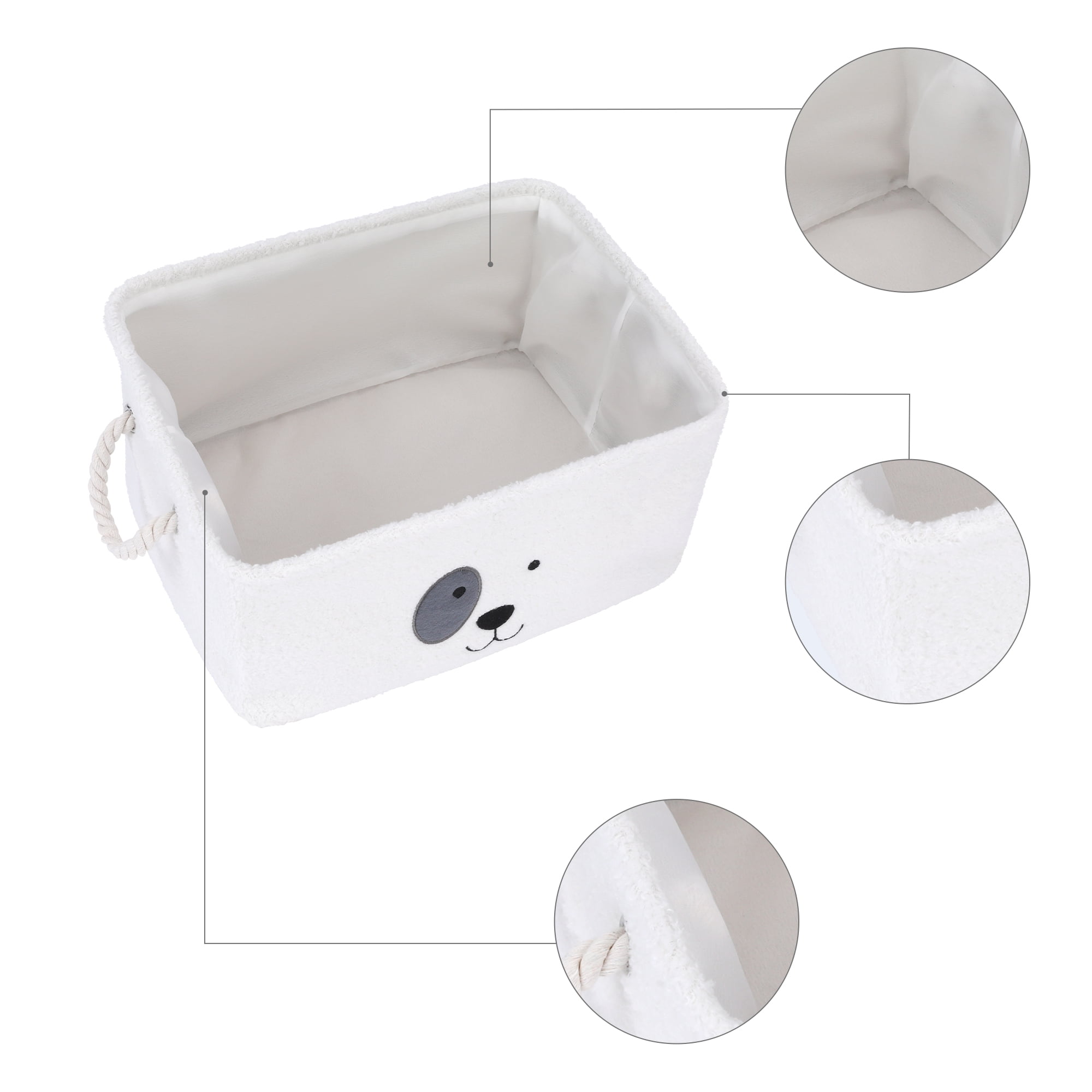 Unique Bargains Storage Cube Cotton Storage Bin with Handles for Closet Organizers White