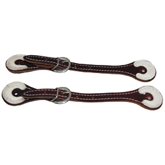 Hilason Burgundy Leather Spur Straps 1 Ply Stitched Skirt Rawhide Trim