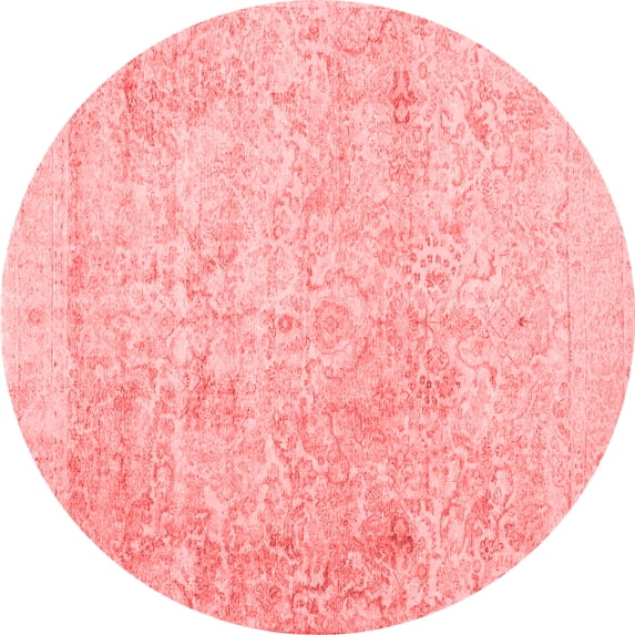 Ahgly Company Indoor Round Abstract Red Contemporary Area Rugs, 8' Round