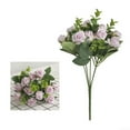 thumbnail image 3 of ZOELNIC Rose Flower Bouquet Artificial Flowers Wedding Decoration 11 Heads Silk Flowers Fake Roses Flores Home Decor Bunch, 4PACK Purple, 3 of 6
