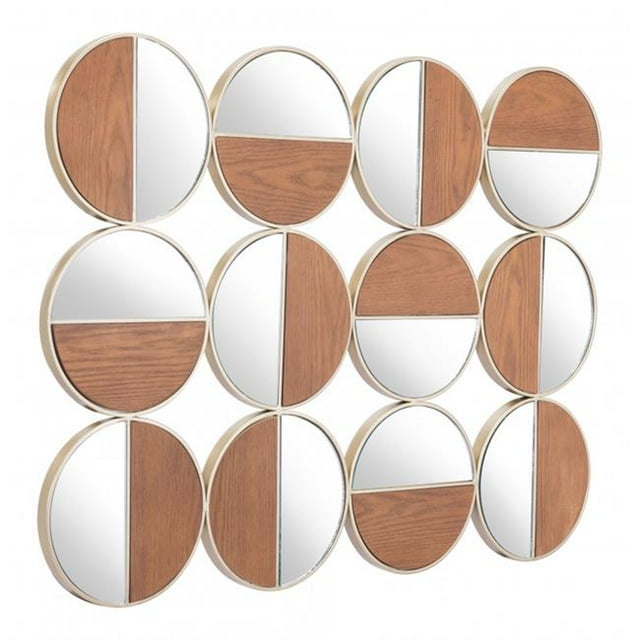 Zuo A12201 Multi Cycle de Couleur Miroir Rond&44; Or & Noyer