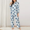 thumbnail image 2 of Vsdgher Cute Hippos Pajamas Set Long Sleeve Sleepwear Womens Button Down Nightwear Pj Sets-Small, 2 of 7