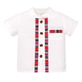 thumbnail image 4 of IBTOM CASTLE Toddler Boys Mexican Outfit Short Sleeve Embroidery Shirt and Shorts Kids Traditional Cinco de Mayo Birthday Party Clothes 5-6 Years White, 4 of 8