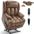 thumbnail image 4 of Dual Motor Power Lift Recliner Chair, 350 LBS Capacity, Infinite Position & 180 Degree Recline, 8-Point Massage with Lumbar Heat, Stainless Steel Cup Holders, Brown Leather, 4 of 9