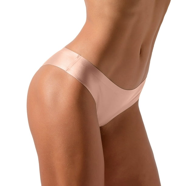 TOWED22 Plus Size Thongs Underwear for Womens Seamless Bikini Underwear Ice  Silk Yoga Half Back Covering Panties(Pink,M) 