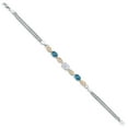 thumbnail image 3 of Gem Stone King 925 Silver and 10K Yellow Gold White Moissanite and London Blue Topaz and White Lab Grown Diamond Bracelet for Women (2.16 Cttw, Gemstone, Oval, Wheat Chain, 7 inches), 3 of 5