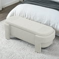 thumbnail image 3 of Linen Upholstered Storage Bench, Linen Fabric Upholstered Bench with Large Storage Space, No Assembly Required, Footstool Ottoman for Living Room, Entryway, Bedroom and Window Seating, Beige Stripe, 3 of 7