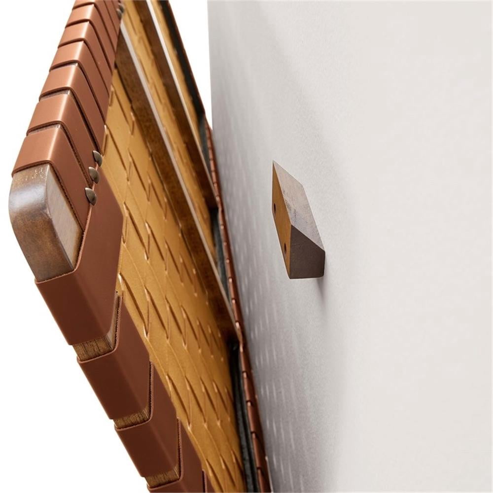 Pemberly Row Weave Wall-Mount Vegan Leather Twin Headboard in Walnut Brown