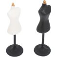 thumbnail image 1 of Vêtements de Poupée Robe Mannequin Forme Robe de Poupée Support Jupe Présentoir Accessoires Femme Mannequin Torse Noir, Blanc 2 Pcs, 1 of 5