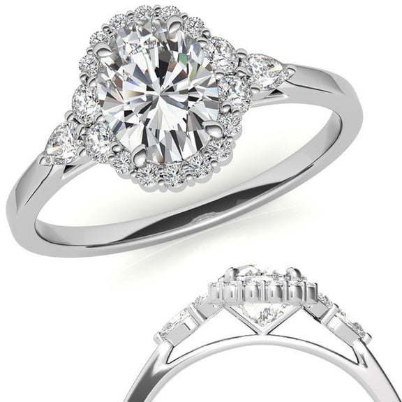 Auory Elegant Moissanite Halo Design Ring for Women