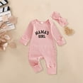 thumbnail image 2 of CAICJ98 Newborn Outfit Girl Long Sleeve Letter Embroidery Romper Ribbed Knit Jumpsuit Baby Girl Coming Home Fall Winter Spring Outfit (Watermelon Red,3-6 Months), 2 of 7