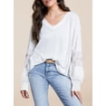 thumbnail image 3 of Womens Tops V Neck Long Sleeve Lace Dressy Casual Blouses Trendy Oversized T Shirts White L, 3 of 5