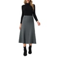 thumbnail image 2 of Faldas de punto acampanadas de mujer INSPIRE CHIC, con cintura alta elástica y tejido elástico, falda midi XL en gris oscuro, 2 of 6