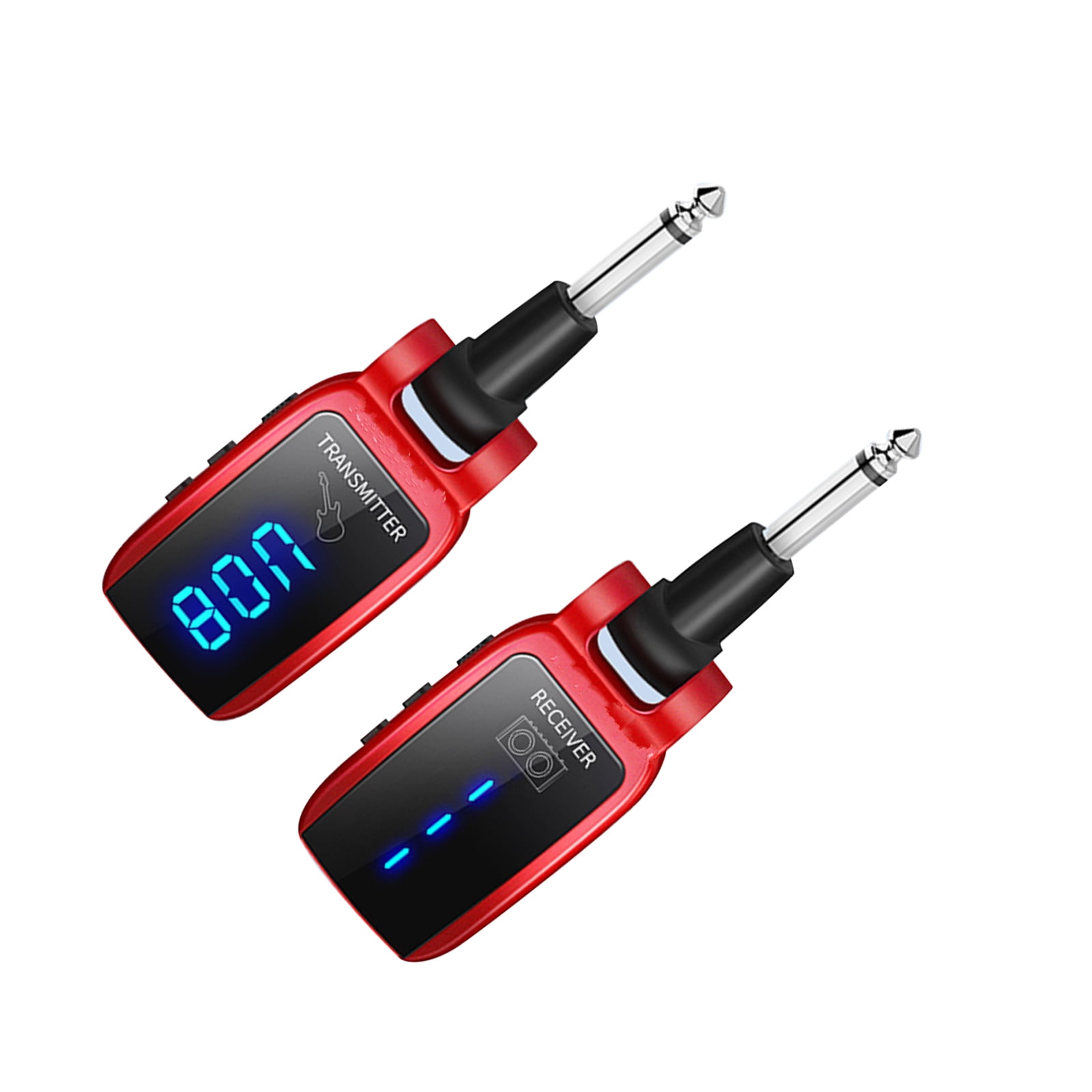 Wireless Guitar System Guitar Transmitter Receiver Rechargeable Audio Wireless Transmitter Receiver, LED Screen 15 Channels UHF for Electric Guitar Bass
