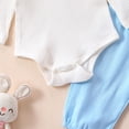 thumbnail image 4 of Xudanell Baby Boy Clothes 3 6 12 18 Months Ribbed Knitted Long Sleeve Romper and Pants Sets Newborn Fall Splicing Color Outfits(Sky Blue, 3-6 Months), 4 of 6