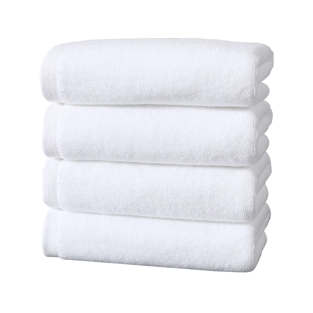 NUOLUX 4Pcs 35x75cm Cotton Thickened Facial Towels White Bath Towels