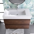 thumbnail image 4 of Alice 36" Wall Mounted Floating Bathroom Vanity in Walnut with White Basin, 4 of 11