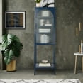 thumbnail image 2 of Tall Storage Cabinet, Glass Door Cabinet With Arched Doors, Adjustable Shelves And Feet, Bottom Shelf, Metal Handles Freestanding Credenza For Living Room, Kitchen, 2 of 9