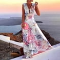 thumbnail image 1 of Lenago Robes Sexy Grande Taille pour Femmes Mode Décontractée Été Sans Manches Col en V Robe Imprimée Fermeture Éclair Robe Longue Robes de Plage en Solde, 1 of 5