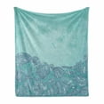 thumbnail image 1 of Nautical Soft Flannel Fleece Throw Blanket, Marine Beauty Shell with Seahorse Starfish Oysters Ocean Sea Tropical Image, Cozy Plush for Indoor and Outdoor Use, 60" x 80", Turquoise Teal, by Ambesonne, 1 of 6