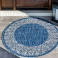 thumbnail image 2 of Unique Loom Outdoor Collection Transitional Indoor & Outdoor Traditional Floral Border Area Rug, 4 Feet, Blue/Gray, 2 of 4