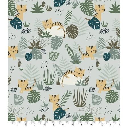 UPC: 0887816368926 | Stay Wild Baby Tiger in the Jungle Cotton Fabric