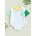 thumbnail image 2 of Faithtur Bébé Garçons Filles Été Romper, Drôle Geste Imprimé Manches Courtes Contraste Couleur Body, 2 of 8
