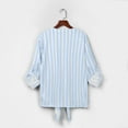 thumbnail image 6 of gbyLJF Womens Striped Shirts 2024 Fall Trendy Button Down V Neck Blouses Business Casual Long Sleeve Tunic Tops Sky Blue XXL, 6 of 7