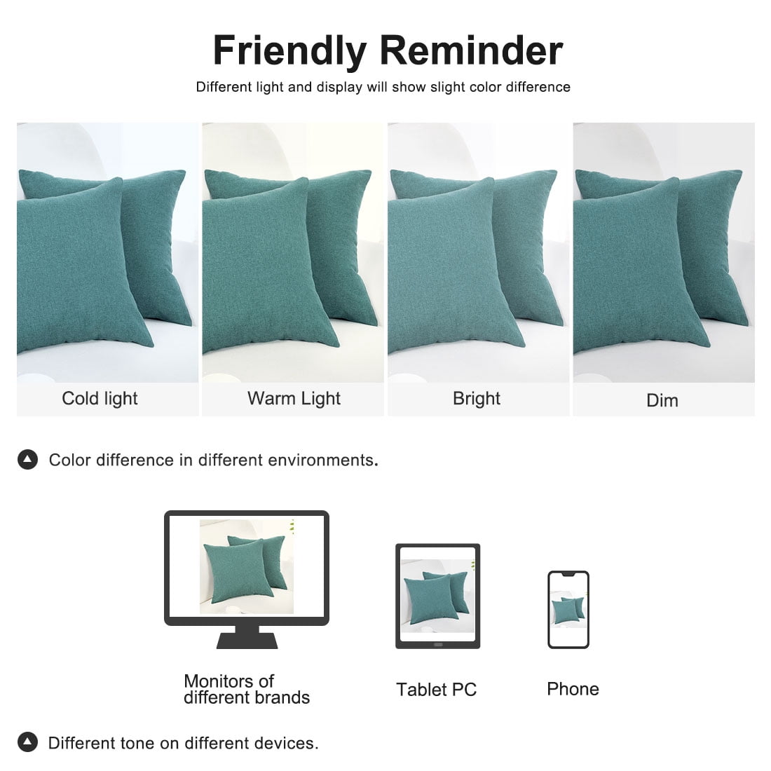Unique Bargains 2-Pack Solid Waterproof Decorative Throw Pillow Covers Green 20" x 20"