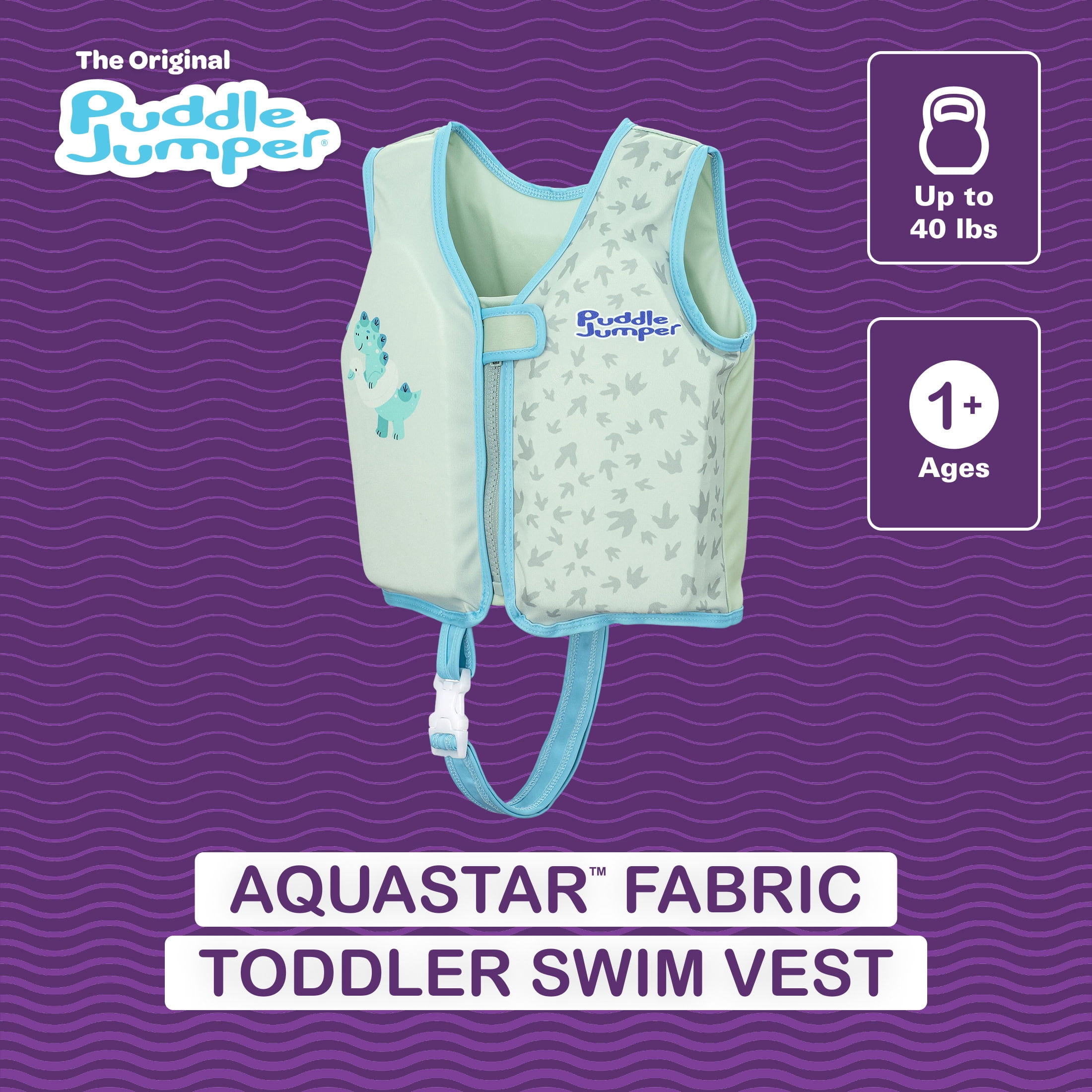 Puddle Jumper AquaStar Fabric Toddler Swim Training Swim Vest, up to 40lbs (18kg) Weight Capacity