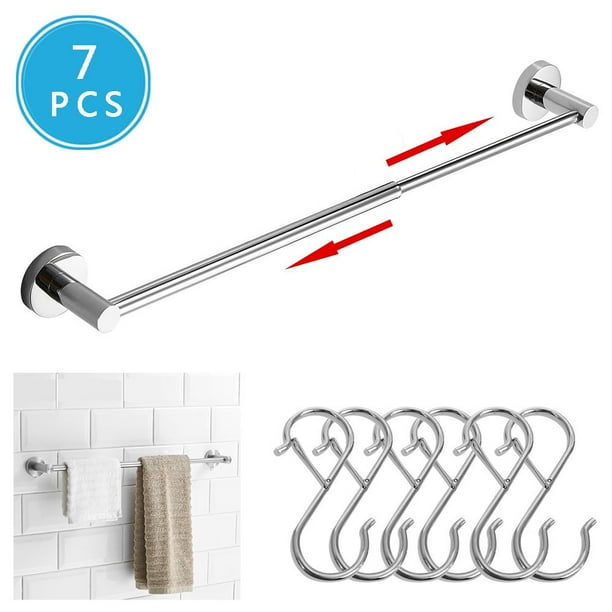 Adjustable Towel Bar Double Towel Holder Towel Rack for bathroom Thickened Stainless Steel Towel Rod with Hooks Walmart