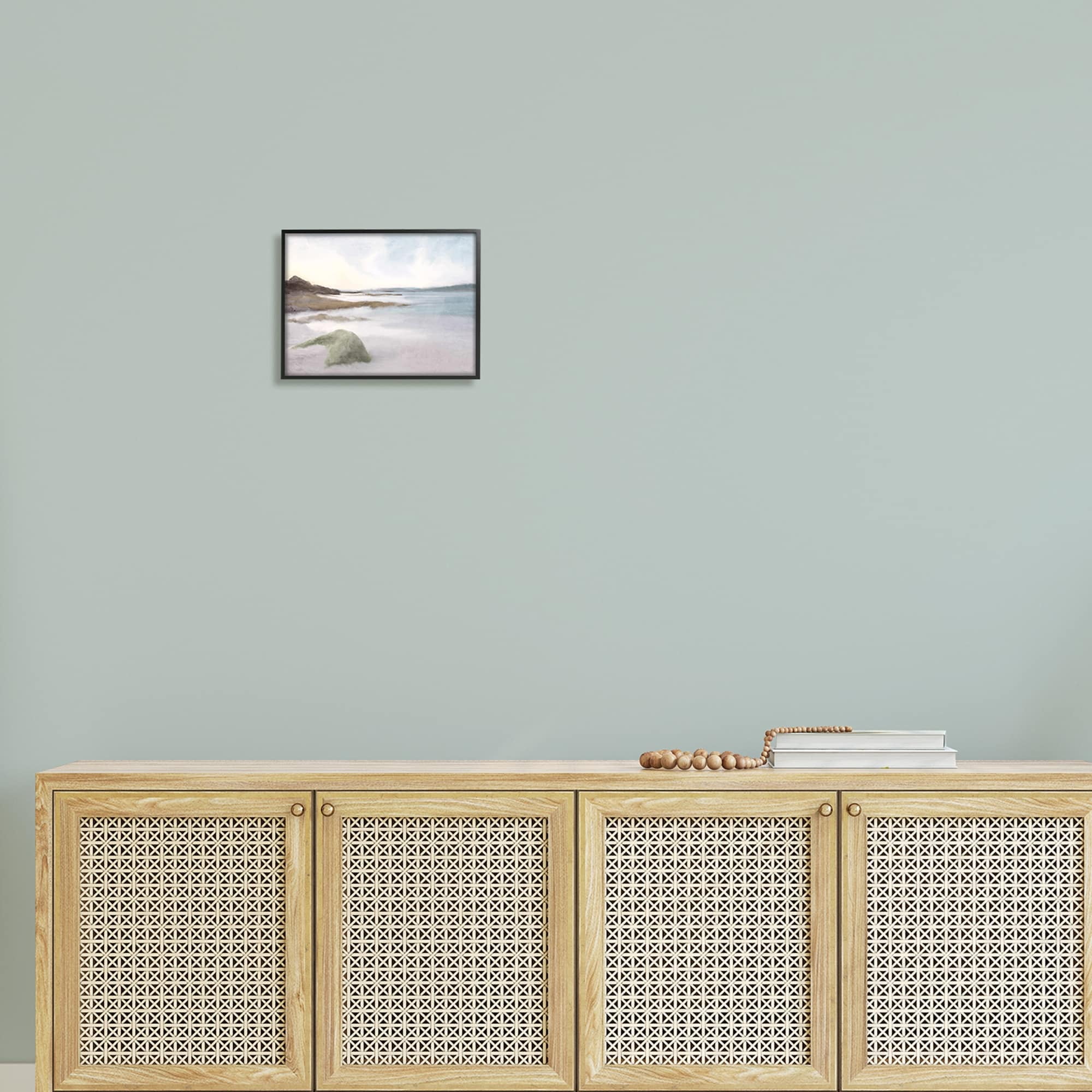 Stupell Industries Serene Foggy Ocean Rocky Shoreline Beach Painting, 14 x 11, Design by Ann Bailey
