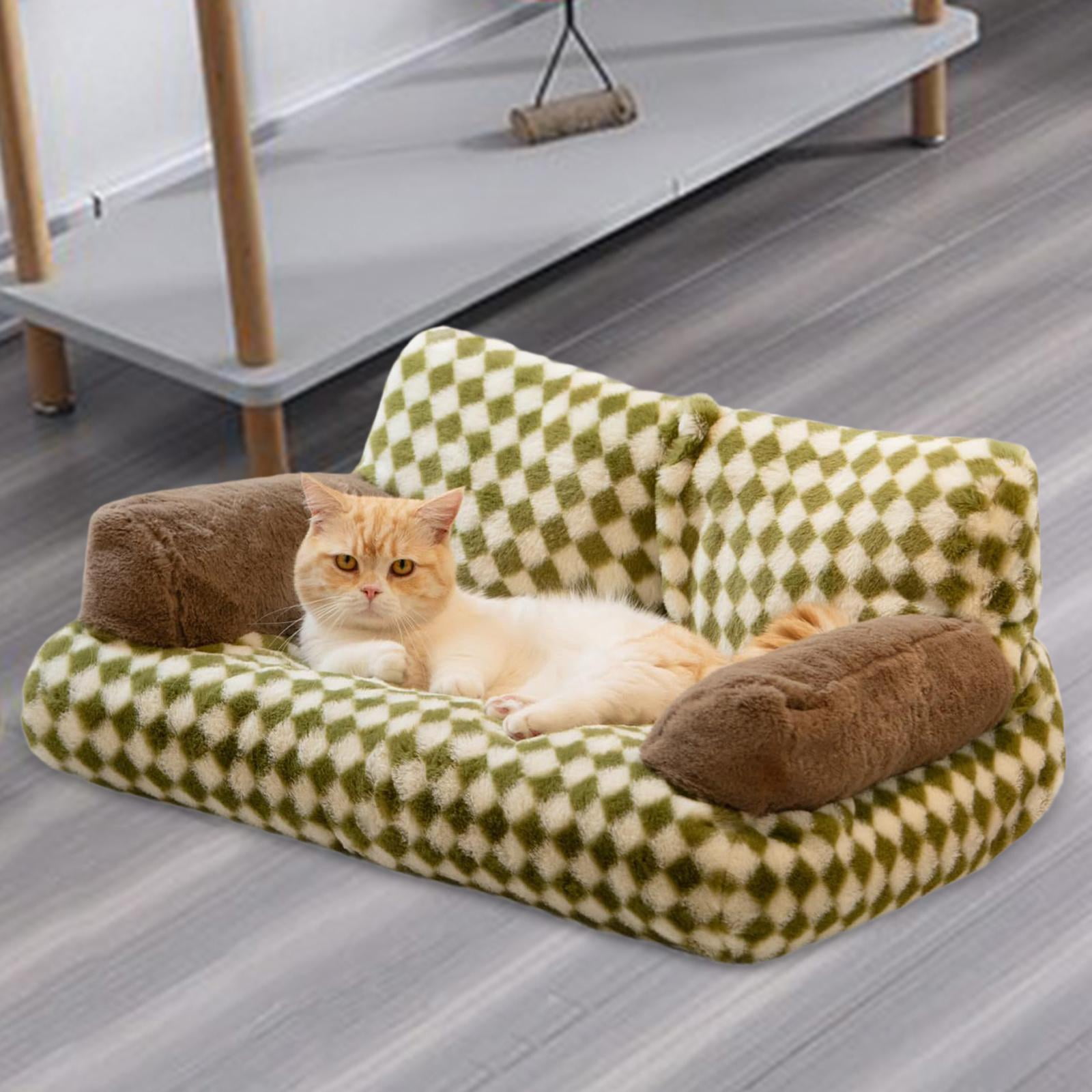 Stgfyxgs Dog Bed Sofa Pet Couch Modern Non Slip Soft Calming Cat Sofa Bed Cat Couch for Indoor Cats All Breed Small Dogs Puppy Kittens Green S