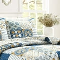 thumbnail image 3 of Lush Decor Monique Geometric Print Pattern Cotton Lightweight Reversible Quilt, Full/Queen, Navy/Mustard, 3-pc set includes: 1 Quilt, 2 Pillow Shams, 3 of 7