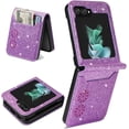 thumbnail image 3 of for Samsung Galaxy Z Flip 5 Case with Card Holder for Women, Bling Glitter Premium Leather Wallet Phone Case Protective Cover for Samsung Galaxy Z Flip5 5G XKK Purple, 3 of 17