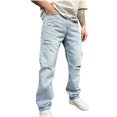 thumbnail image 2 of Delliss Men's Casual Fashion Denim Pant Straight Comfy Classic Jeans Light Blue XL, 2 of 8