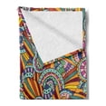 thumbnail image 2 of Psychedelic Soft Flannel Fleece Throw Blanket, Funky and Hippie Composition with Abstract Folkloric Elements, Cozy Plush for Indoor and Outdoor Use, 60" x 80", Multicolor, by Ambesonne, 2 of 5