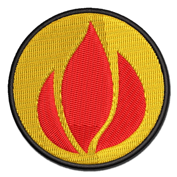 Fire Symbol Applique Multi-Color Embroidered Iron-On Patch - 2.5 Inch Small