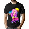 thumbnail image 1 of Camiseta inspirada en Jem y los hologramas: gráfico vibrante de Jerrica Benton, corte regular, camiseta informal 100 % algodón para adultos, lavable a máquina, ideal para béisbol, entrenamiento y runn, 1 of 6
