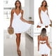 thumbnail image 2 of Vestido skater mini con escote en V, tirantes finos, lazo, espalda descubierta, sin mangas, de encaje, para mujer$Vestidos de mujer Vestido veraniego con escote en V, tirantes finos, lazo, 2 of 7
