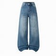 thumbnail image 4 of kpoplk Girls Straight Leg Baggy Jeans Loose Denim Pants with Pockets Classic Casual Style(Blue,13-14 Y), 4 of 4