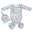 thumbnail image 4 of WIBACKER Baby Girls Boys Nightgowns Milk Silk Sleeper Bag Newborn Coming Home Outfits Floral Knotted Gown with Hat, 4 of 5