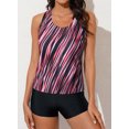 thumbnail image 3 of Aleumdr Women's Bathing Suits Tankinis Set Athletic 3 Piece Swimsuits Summer Beachwear Pink Stripe M, 3 of 6