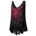 thumbnail image 2 of VSNOW Women Sleeveless Floral Print Swing Tank Top Plus Size Lace Pullover T Shirt, 2 of 4