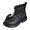 Black, variant on Girls Cute Pearl Bowknot Chelsea Boots Fashion Leather Embossed Low Heel Ankle Booties with Side Zipper