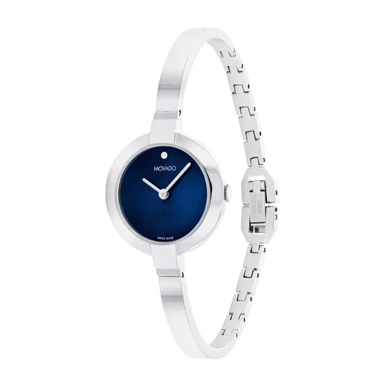 Movado Ela Bangle 0607727 Blue Dial Silver Stainless Steel  display picture 2