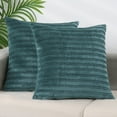 thumbnail image 2 of Unique Bargains Thick Velvet Striped Pillow Covers Pleated Front Cushion Covers 2 Pcs Lake Green 18" x 18", 2 of 6