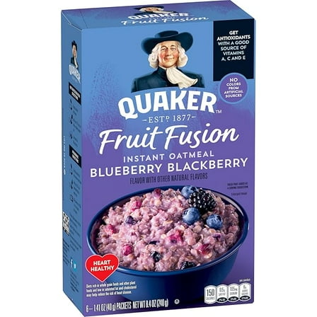 Quaker Instant Oatmeal, Fruit Fusion Blueberry Blackberry, Heart Healthy, 8.4 Oz, Pack of 6 ( Pack of 2 )